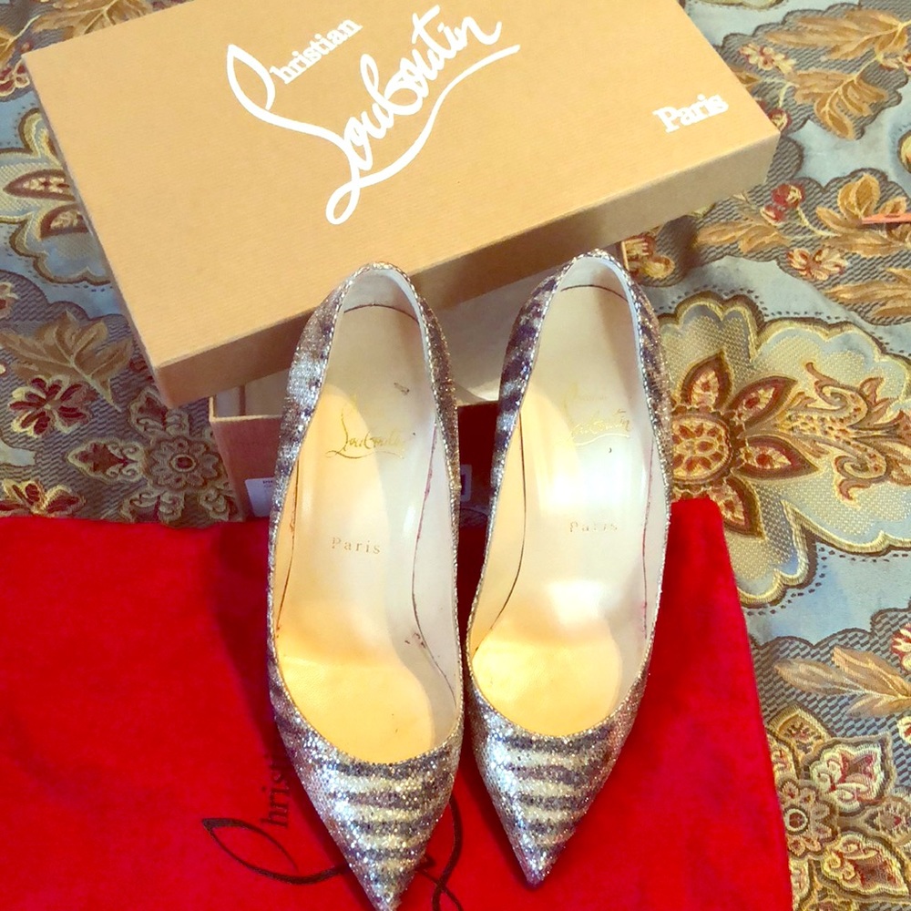 Christian Louboutin Pigalle 100 Glitter sz37.5